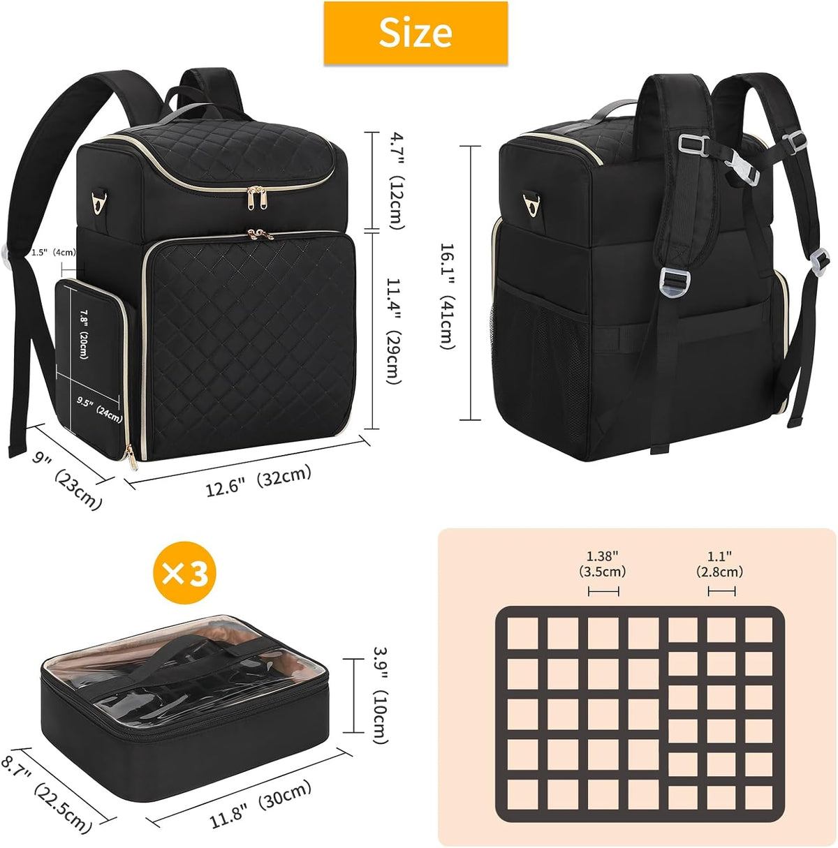 Extra Large Nail Polish Organizer Backpack, Holds 124 to 200+ Bottles & Full Size Lamp, Travel Nail Organizers and Storage Bag with 3 Removable Pouches, Portable Nail Supplies Case
